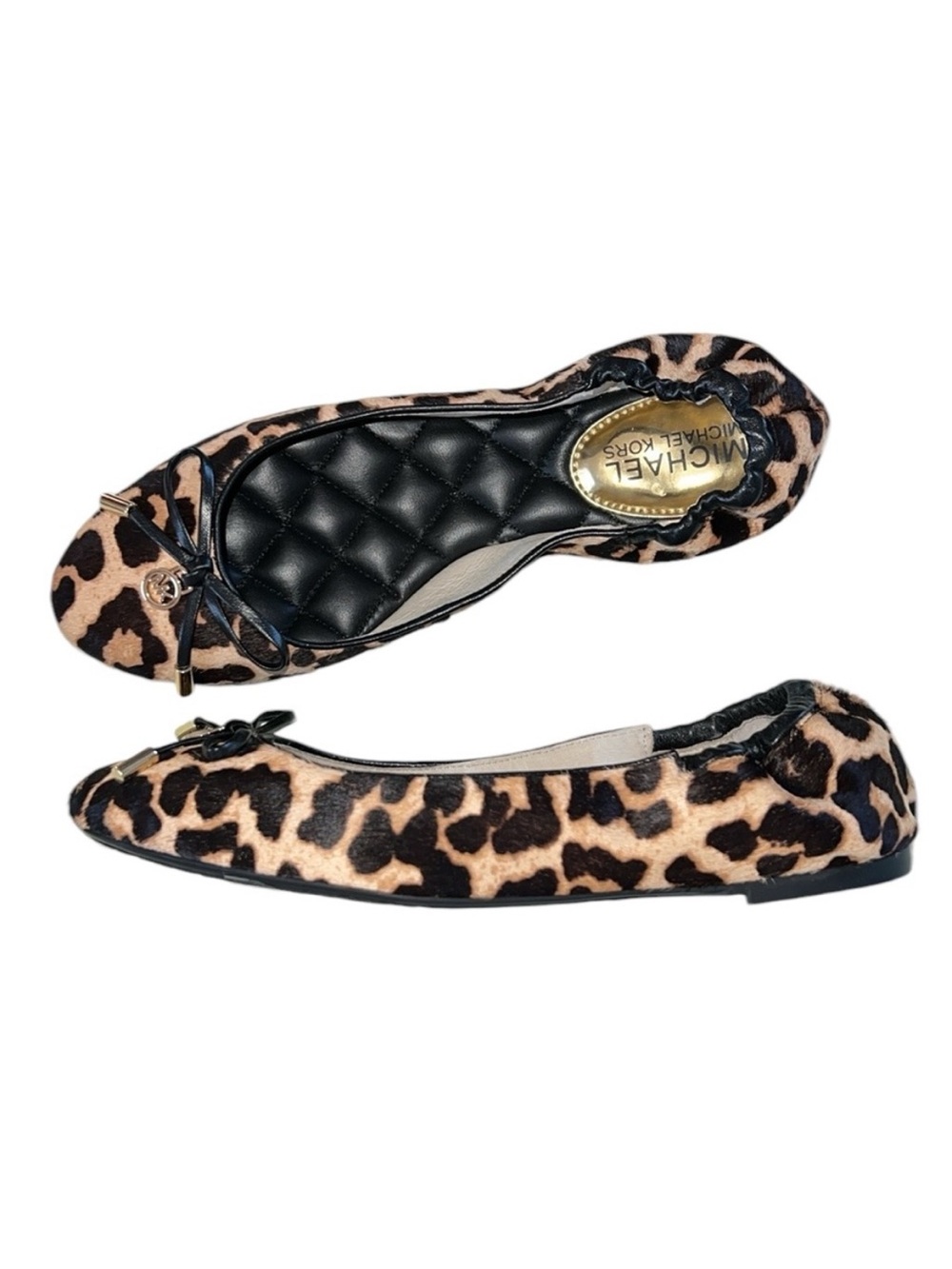 Michael Kors Leopard Animal Print Calf Hair Melody Bow Ballet Fats Size 9